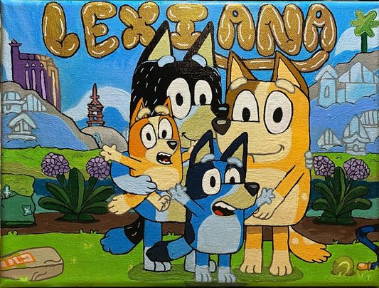 9 x 12 - Custom Commissioned Inspired Bluey