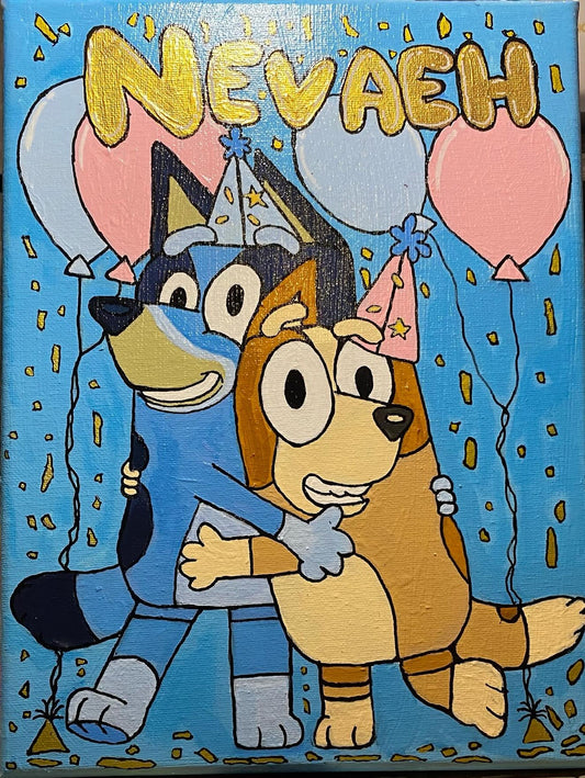 9 x 12 - Custom Commissioned Inspired Bluey Painting
