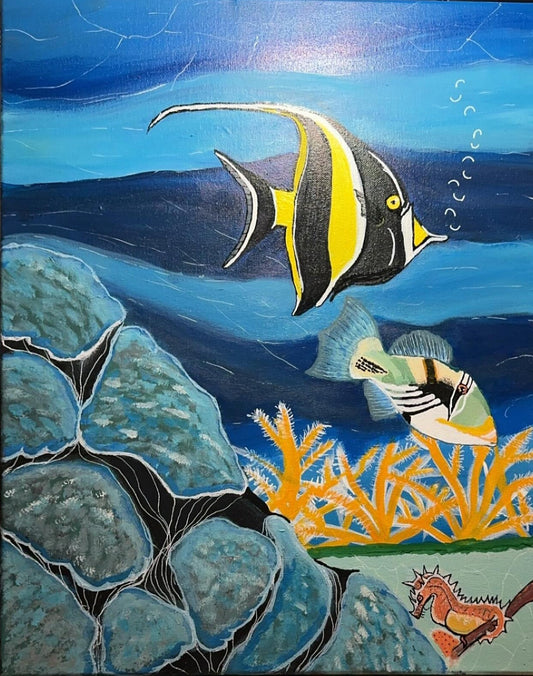 16 x 20 - Canvas - Title - Ni Nala pa’pa tasi (Life under the sea)