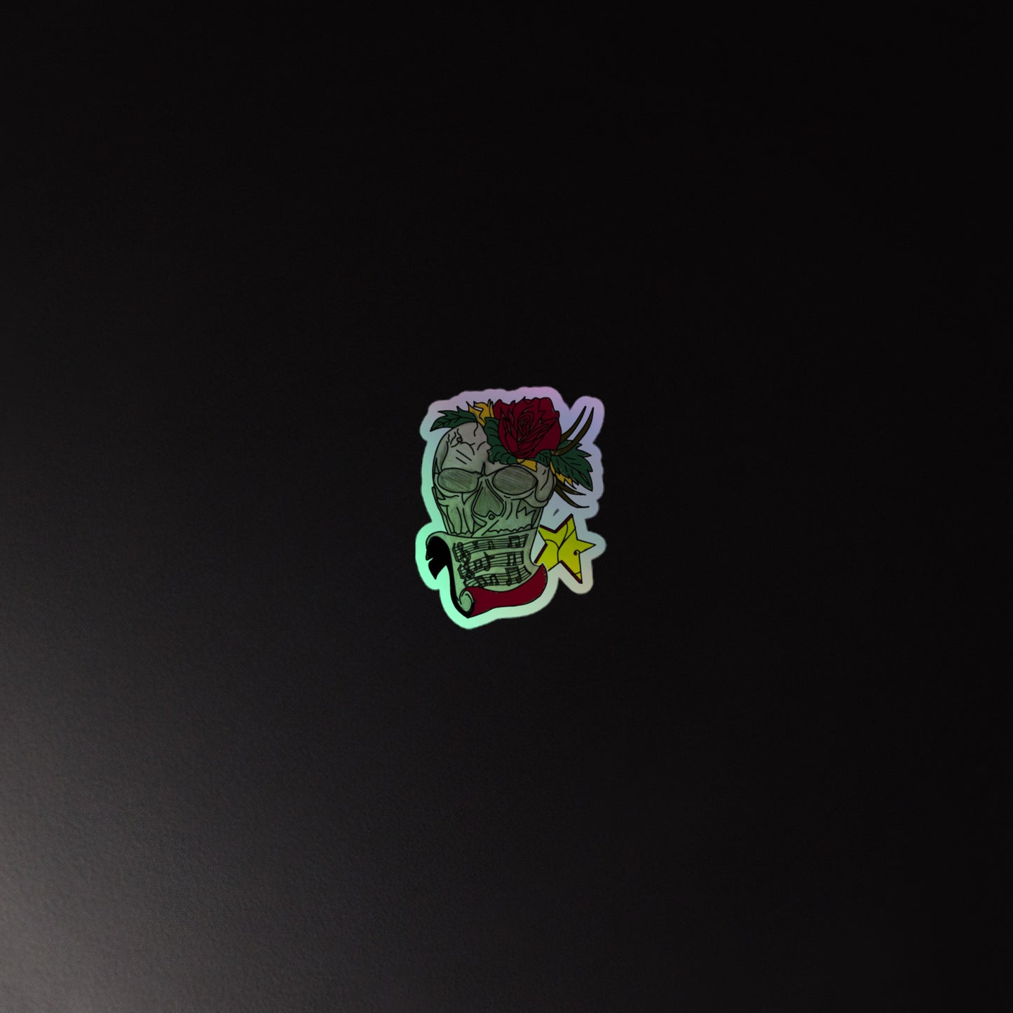 Red Rose Skull Holographic stickers