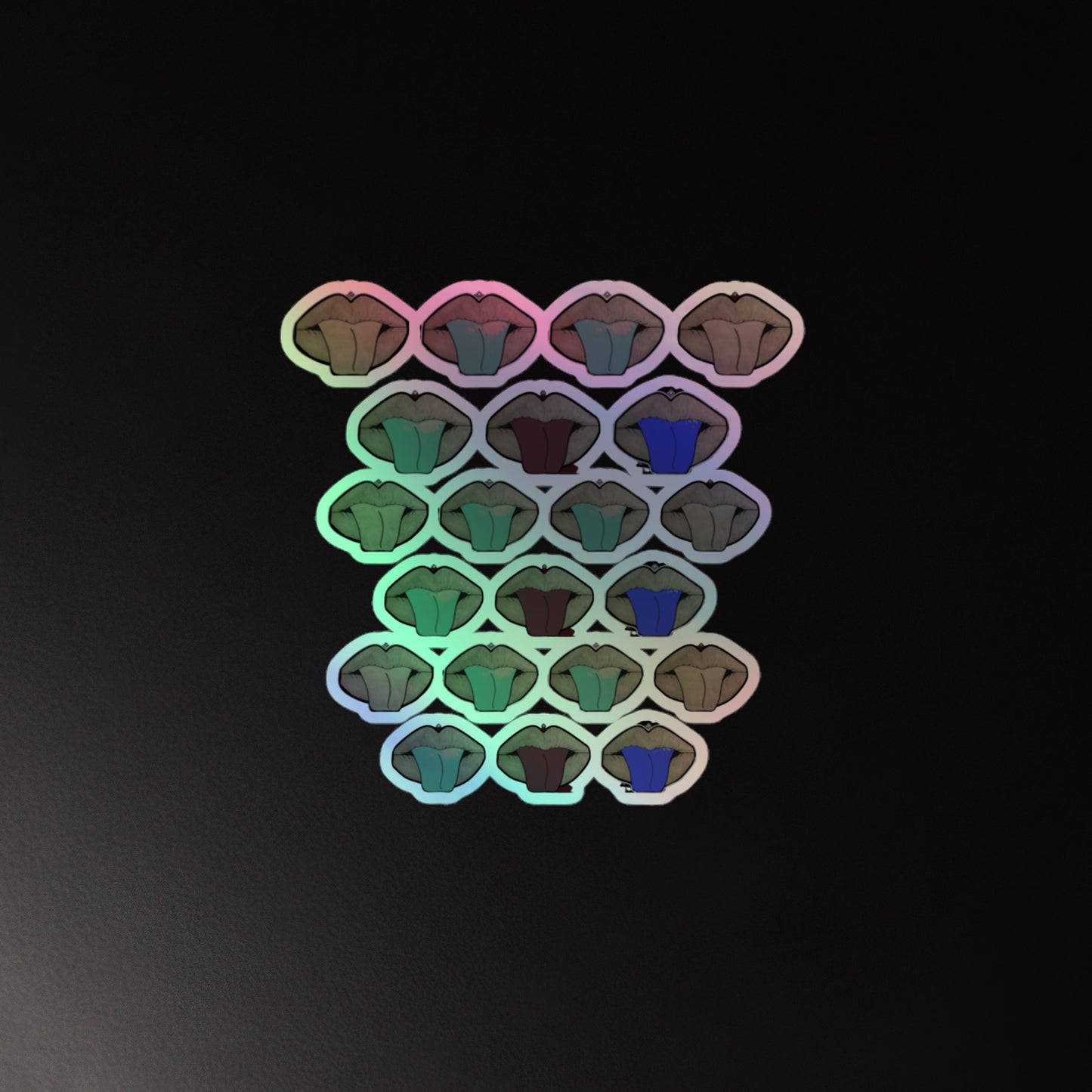 Multiple Diamond Lips Holographic stickers