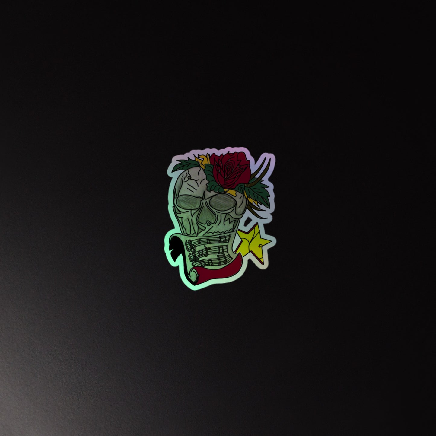 Red Rose Skull Holographic stickers