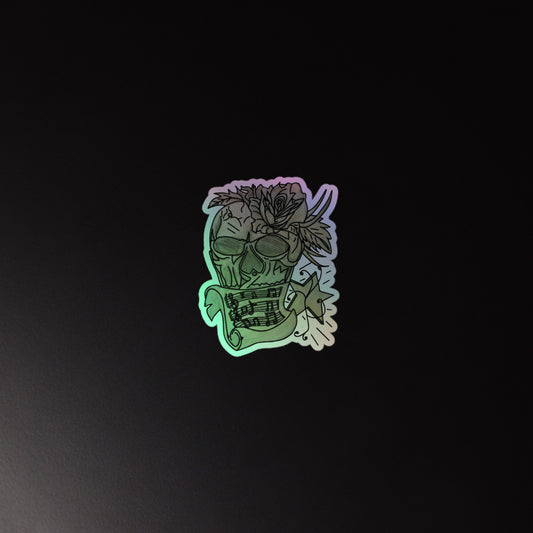 Grey Rose Skull Holographic stickers