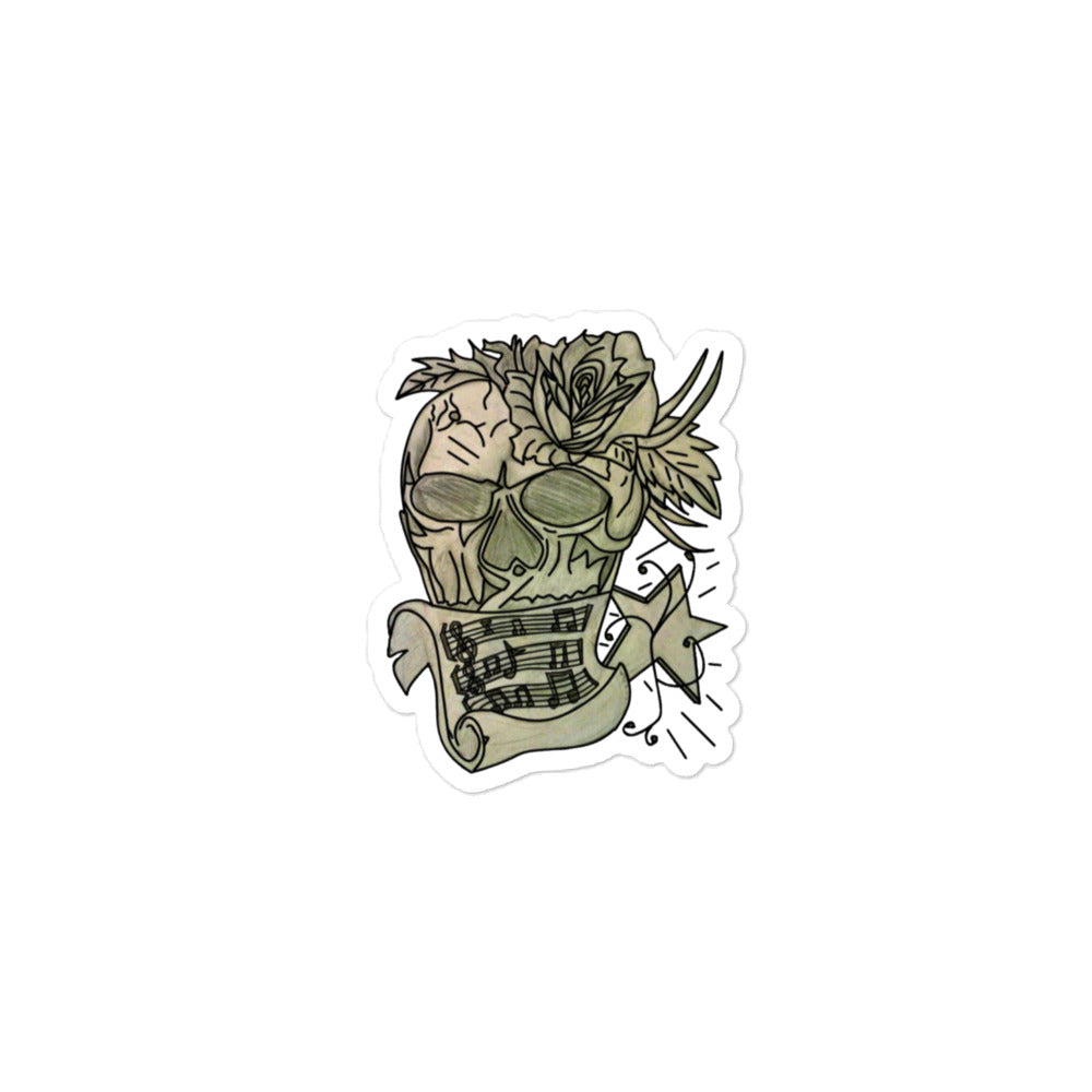 Grey Rose Skull Bubble-free stickers