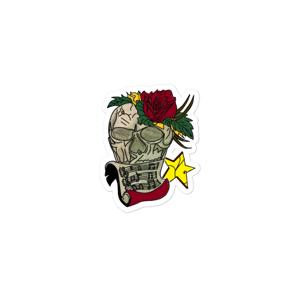 Red Rose Skull Bubble-free stickers