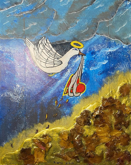 14 x 11 - Flat Canvas - Original - A piece of my heart