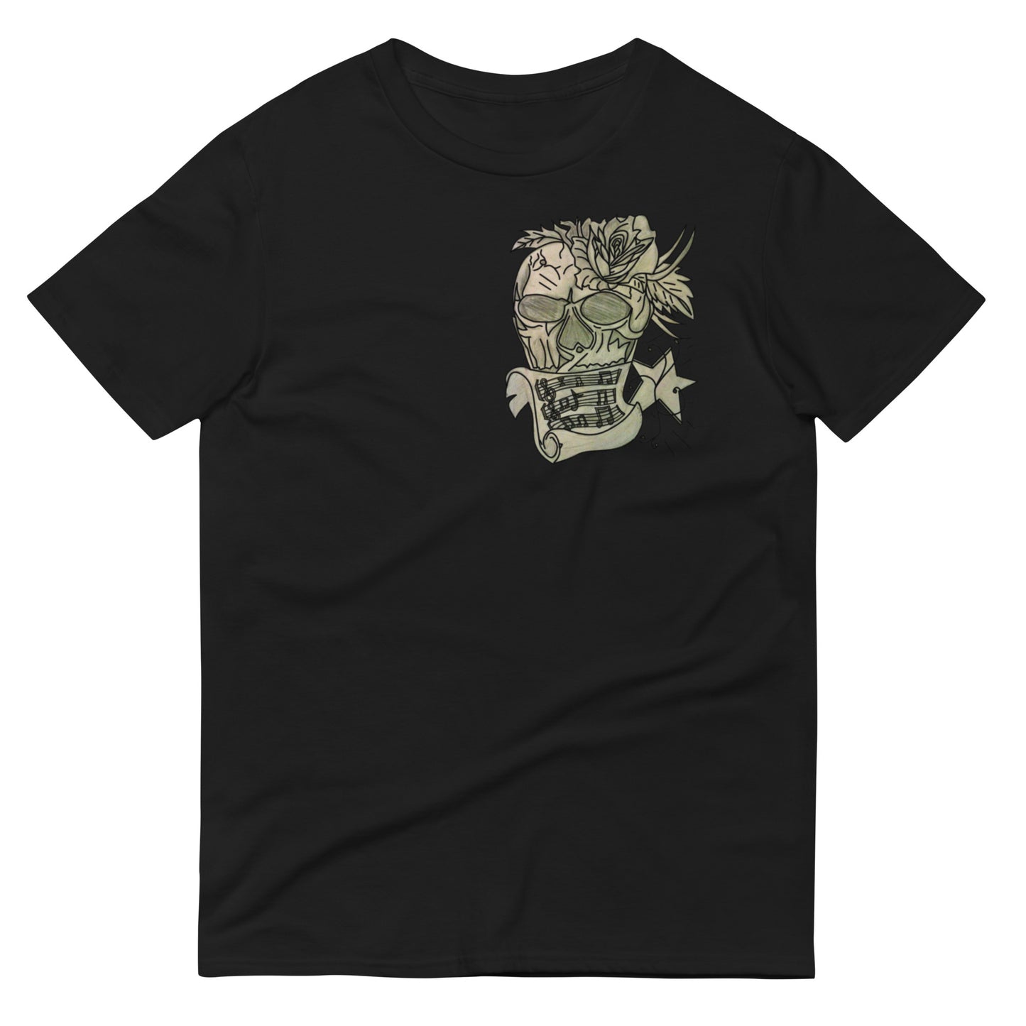 Grey Rose Skull Short-Sleeve T-Shirt