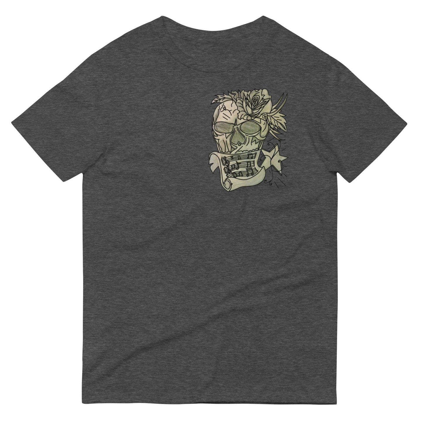 Grey Rose Skull Short-Sleeve T-Shirt