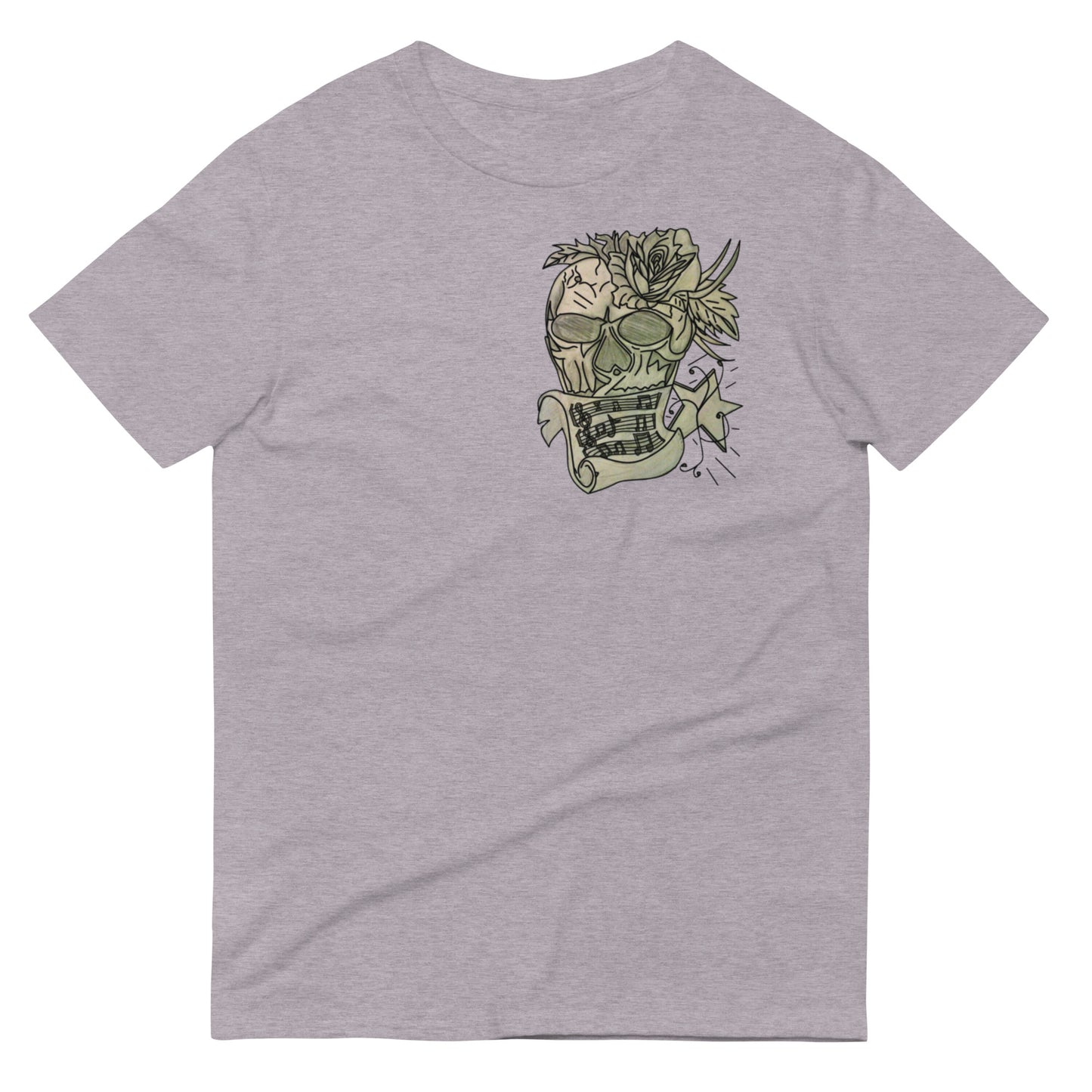 Grey Rose Skull Short-Sleeve T-Shirt