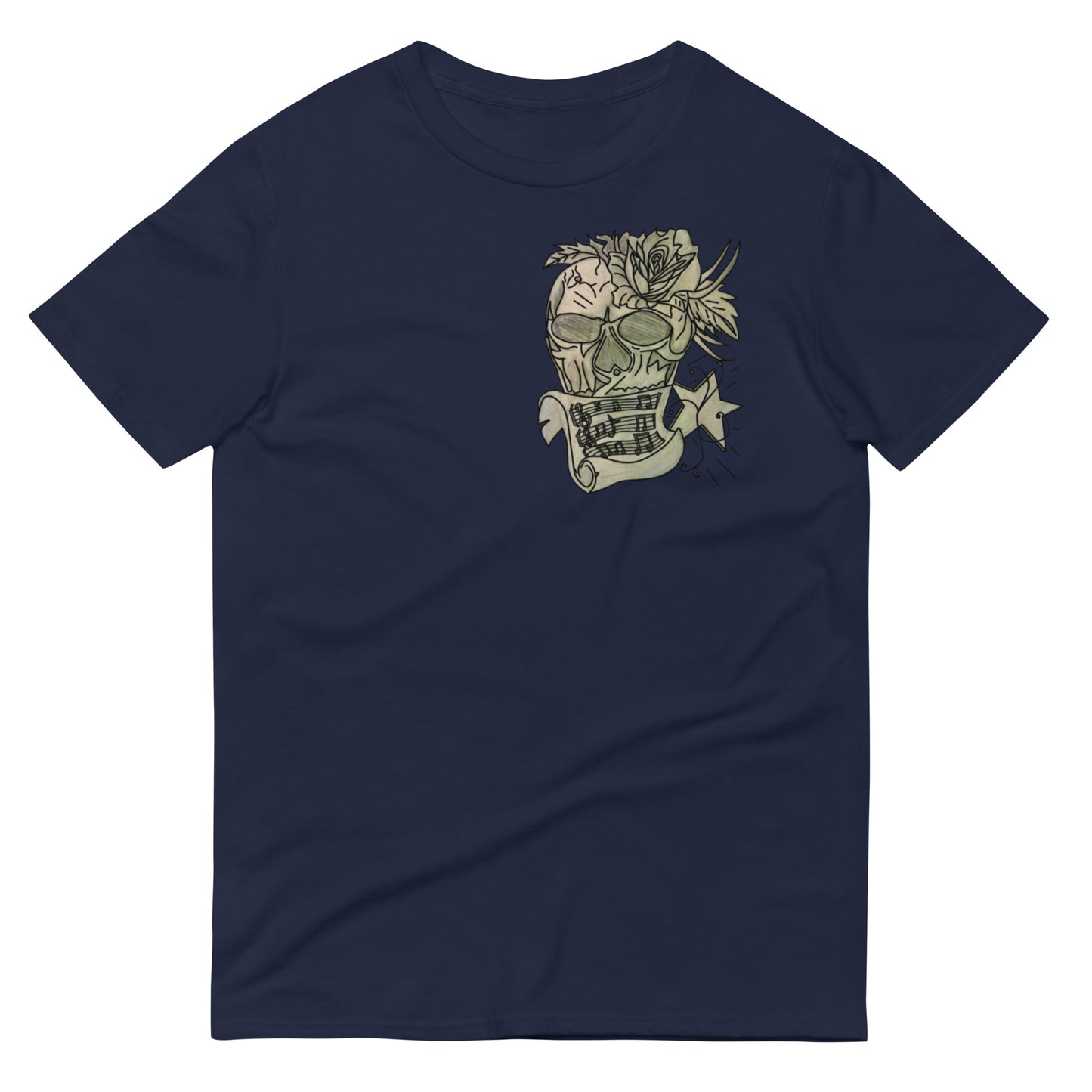 Grey Rose Skull Short-Sleeve T-Shirt