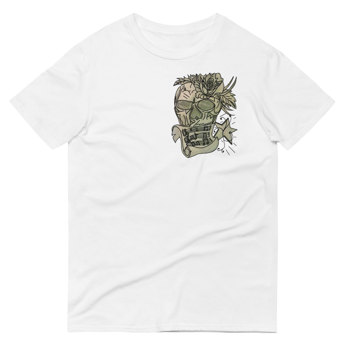 Grey Rose Skull Short-Sleeve T-Shirt