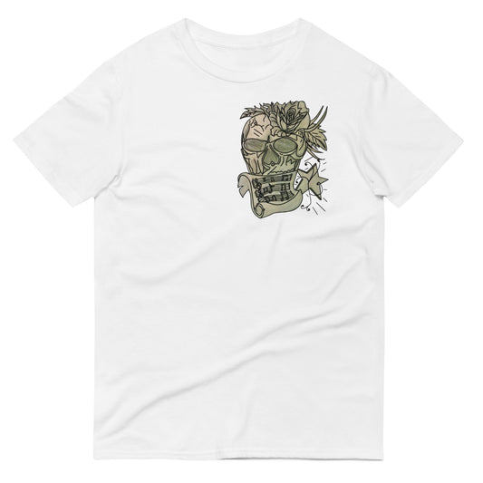 Grey Rose Skull Short-Sleeve T-Shirt