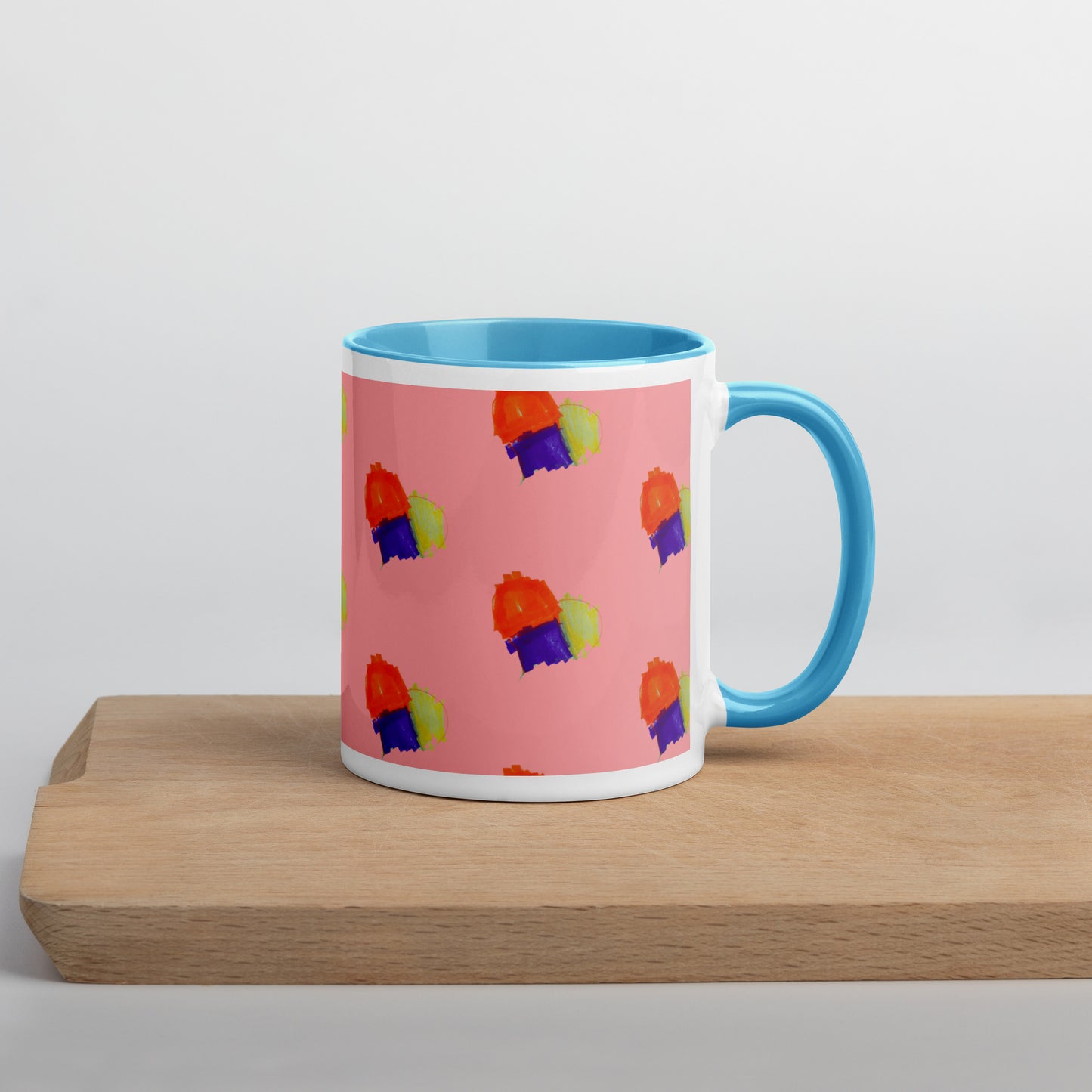 Blue Heart Mug with Color Inside