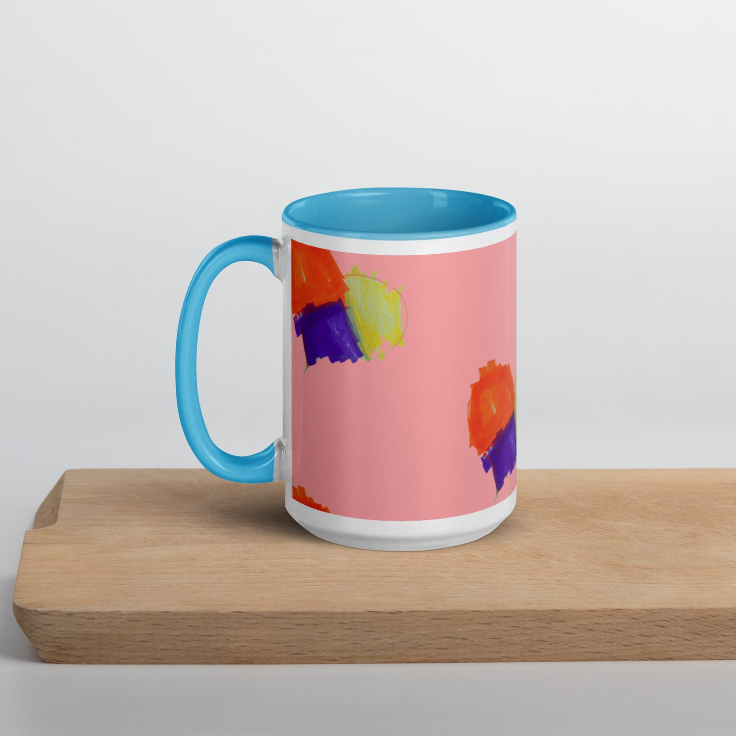 Blue Heart Mug with Color Inside