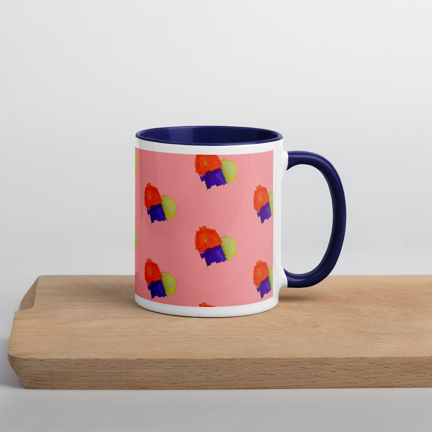 Blue Heart Mug with Color Inside