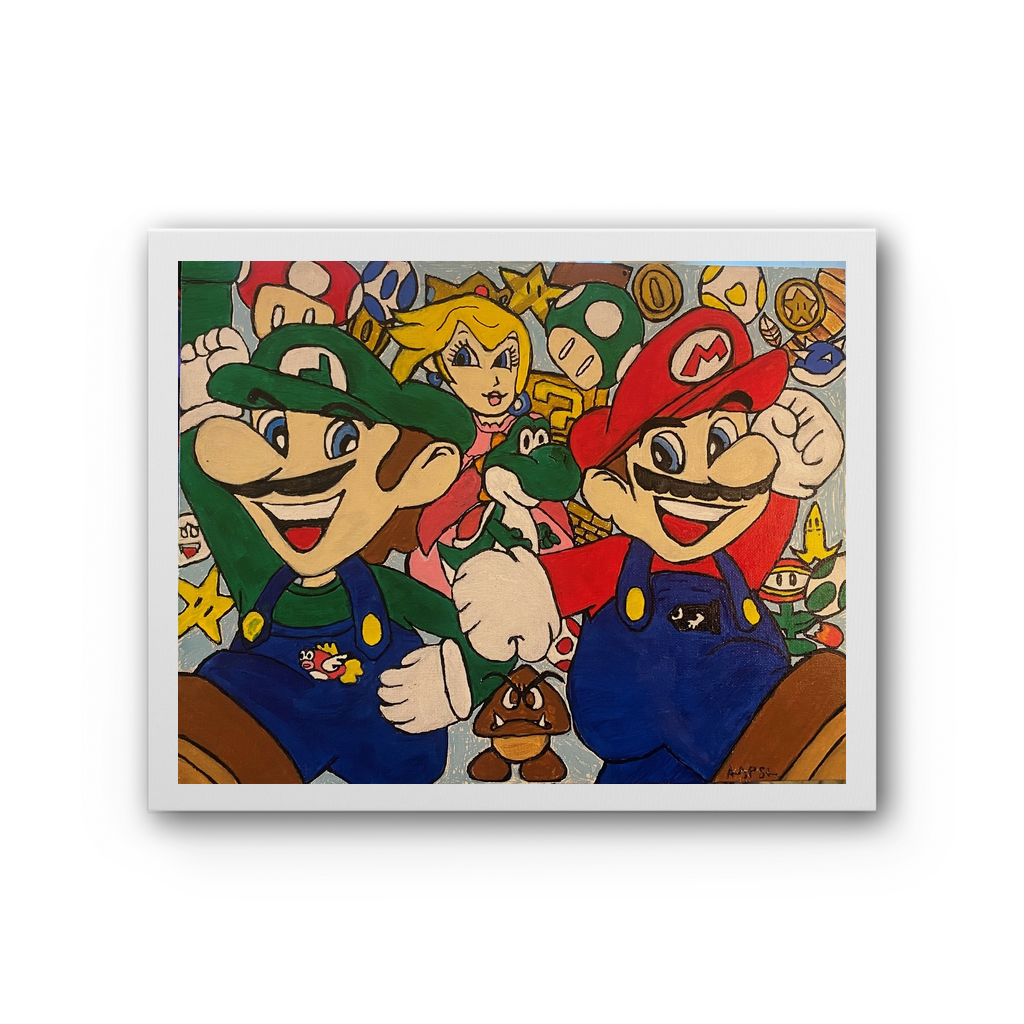 Inspired Mario Bros Premium Stretched Canvas