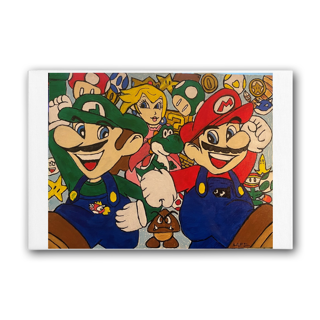 Inspired Mario Bros Premium Stretched Canvas