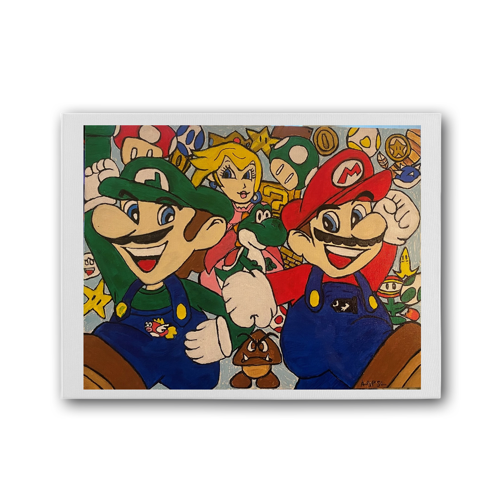 Inspired Mario Bros Premium Stretched Canvas